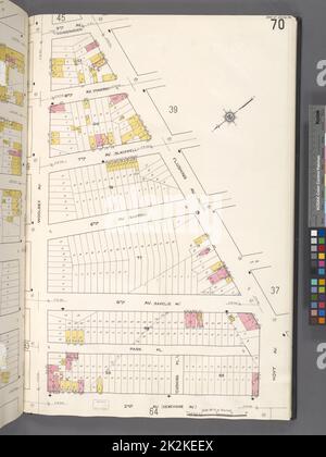 Cartografica, Mappe. 1884 - 1936. Lionel Pincus e la Principessa Firyal Map Division. Assicurazione antincendio , New York (stato), Real Property , New York (stato), Cities & Cities , New York (stato) Queens V. 2, Plate No. 70 Mappa delimitata da 9th Ave., Flushing Ave., 2nd Ave., Woolsey Ave. Foto Stock