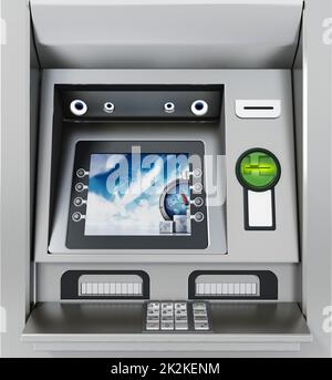 ATM generico o macchina automatica del Teller. Illustrazione 3D Foto Stock