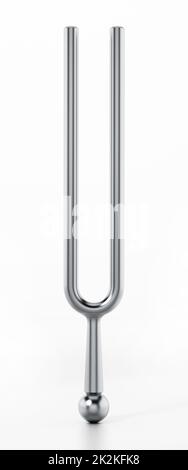 Diapason in lega di alluminio isolato su sfondo bianco. Illustrazione 3D Foto Stock