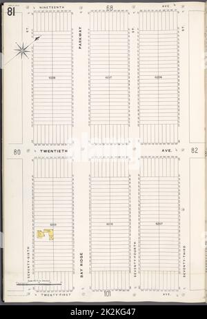 Cartografica, Mappe. 1884 - 1936. Lionel Pincus e la Principessa Firyal Map Division. Assicurazione antincendio , New York (Stato), Real Property , New York (Stato), Cities & Cities , New York (Stato) Brooklyn V. 12, Plate No. 81 Mappa delimitata da 19th Ave., 73rd St., 21st Ave., 76th St. Foto Stock