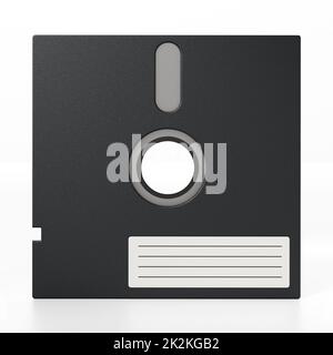 disco floppy da 5,25 pollici isolato su sfondo bianco. Illustrazione 3D Foto Stock