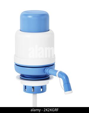 Pompa generica del contenitore dell'acqua isolata su sfondo bianco. Illustrazione 3D Foto Stock