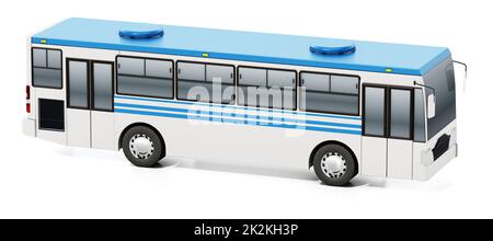Autobus cittadino generico isolato su sfondo bianco. Illustrazione 3D Foto Stock