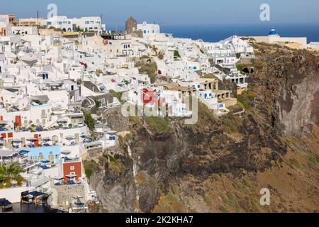 Case imbiancate a Imerovigli sull'isola di Santorini, Cicladi, Grecia Foto Stock