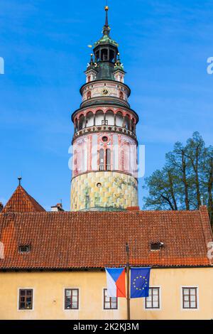 Cesky Krumlov catle, sito UNESCO, Boemia meridionale, Repubblica Ceca Foto Stock