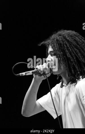 Rasta cantante capelli esecuzione dal vivo sul palco Foto Stock