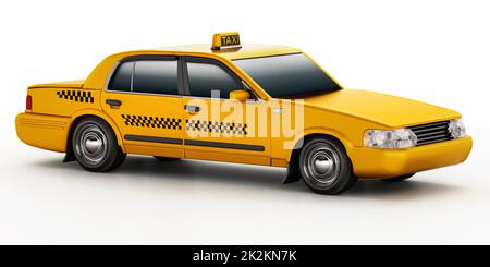 Taxi taxi giallo isolato su sfondo bianco. Illustrazione 3D Foto Stock