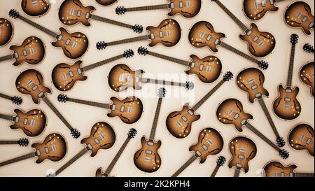 Sfondo chitarra elettrica vintage. Illustrazione 3D Foto Stock