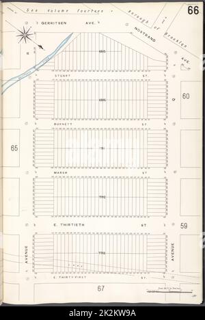 Cartografica, Mappe. 1884 - 1936. Lionel Pincus e la Principessa Firyal Map Division. Assicurazione antincendio , New York (stato), Real Property , New York (stato), Cities & Cities , New York (stato) Brooklyn V. 15, Plate No. 66 Mappa delimitata da Gerritsen Ave., Avenue Q, E.31st St., Avenue R Foto Stock