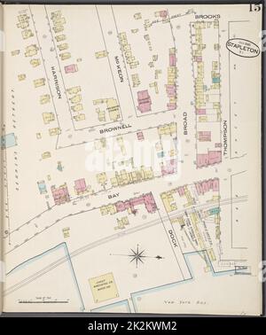 Cartografica, Mappe. 1884 - 1936. Lionel Pincus e la Principessa Firyal Map Division. Assicurazione antincendio , New York (Stato), Real Property , New York (Stato), Cities & Cities , New York (Stato) Staten Island, Plate No. 15 Mappa delimitata da Brooks, Thompson, Harrison Foto Stock