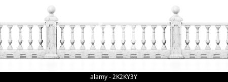 Ringhiera del balcone isolata su sfondo bianco. Illustrazione 3D Foto Stock