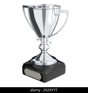 Coppa argento trofeo isolato su sfondo bianco 3D illustrazione Foto Stock