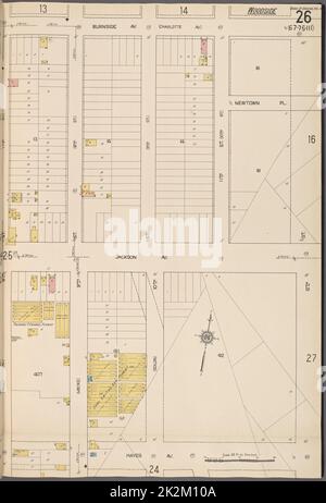 Cartografica, Mappe. 1884 - 1936. Lionel Pincus e la Principessa Firyal Map Division. Assicurazione antincendio , New York (stato), Real Property , New York (stato), Cities & Cities , New York (stato) Queens V. 10, Plate No. 26 Mappa delimitata da Burnside Ave., 12th St., Hayes Ave., 8th St Foto Stock