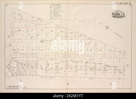 Cartografica, Mappe. 1880. Lionel Pincus e la Principessa Firyal Map Division. Brooklyn (New York, N.Y.), Real Property , New York (state) , New York Vol. 2. Plate, K. Map, con collegamento alla City Line, Greene St., Wyckoff Ave., Flushing Ave., inclusa Covert Ave., Cypress Ave., St. Nicholas Ave., Jefferson St., Troutman St., Starr St., Myrtle St., Suydam St., Elm St., De Kalb Ave., Stockholm St., Stanhope Street, Himrod Street, Harman Street Foto Stock