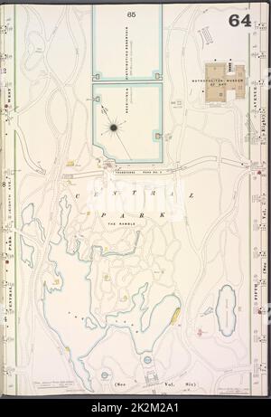 Cartografica, Mappe. 1902. Lionel Pincus e la Principessa Firyal Map Division. Assicurazione antincendio , New York (Stato), Real Property , New York (Stato), Cities & Cities , New York (Stato) Manhattan, V. 7, Plate No. 64 Mappa delimitata da Central Park West, 5th Ave. Foto Stock