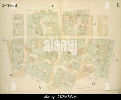 Cartografica, Mappe. 1855. Lionel Pincus e la Principessa Firyal Map Division. Manhattan (New York, N.Y.), Real Property , New York (state) , New York 2nd Ward. Targa i: Mappa delimitata da William Street, Beekman Street, Gold Street, Ferry Street, Cliff Street, Pearl Street, Platt Street; inclusi Riders Alley, Cliff Street, John Street, Fulton Street Foto Stock