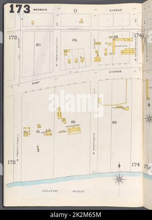 Cartografica, Mappe. 1884 - 1936. Lionel Pincus e la Principessa Firyal Map Division. Assicurazione antincendio , New York (stato), Real Property , New York (stato), Cities & Cities , New York (stato) Brooklyn Vol. B Plate No. 173 Mappa delimitata da W. 21st St., Mermaid Ave., W.17th St., Oceano Atlantico Foto Stock