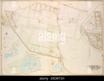 Cartografica, Mappe. 1908 - 1912. Lionel Pincus e Principessa Firyal Map Division Queens, Vol. 2, Double Page Plate No. 36; parte di Ward Two Newtown; Mappa delimitata da Cooper Ave., Fresh Pond Road, Cypress Hills Road; incluso Fairmount St., Park Pl., Prospect St.; piano secondario n. 1; mappa delimitata da Cypress Hill Road; inclusa la linea limite tra i distretti di Brooklyn e Queens; piano secondario n. 2; mappa delimitata da Vermont Ave., Highland Boulevard, Crosby Ave.; inclusa Miller Ave., Miller PL., Barbey St Foto Stock