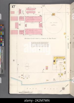 Cartografica, Mappe. 1884 - 1936. Lionel Pincus e la Principessa Firyal Map Division. Assicurazione antincendio , New York (stato), Real Property , New York (stato), Cities & Cities , New York (stato) Queens V. 2, Plate No. 47 Mappa delimitata da Astoria Light, Heat & Power Co. Gas Plant, East River Foto Stock