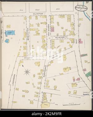 Cartografica, Mappe. 1884 - 1936. Lionel Pincus e la Principessa Firyal Map Division. Assicurazione antincendio , New York (Stato), Real Property , New York (Stato), Cities & Cities , New York (Stato) Staten Island, Plate No. 9 Mappa delimitata da Clinton, Bay, Jackson Foto Stock