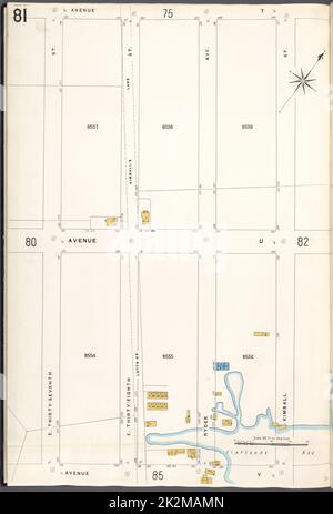 Cartografica, Mappe. 1884 - 1936. Lionel Pincus e la Principessa Firyal Map Division. Assicurazione antincendio , New York (stato), Real Property , New York (stato), Cities & Cities , New York (stato) Brooklyn V. 15, Plate No. 81 Mappa delimitata da Avenue T, Kimball St., Avenue V, E.37th St Foto Stock