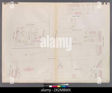 Cartografica, Mappe. 1855. Lionel Pincus e la Principessa Firyal Map Division. Brooklyn (New York, N.Y.), Insurance, Fire, Maps Plate 24: Mappa delimitata da Myrtle Avenue, Cumberland Street, Lafayette Avenue, Raymond Street Foto Stock