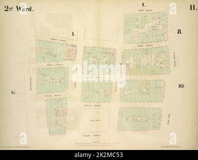 Cartografica, Mappe. 1855. Lionel Pincus e la Principessa Firyal Map Division. Manhattan (New York, N.Y.), Real Property , New York (state) , New York 2nd Ward. Targa H: Mappa delimitata da Pearl Street, Beekman Street, Cliff Street, Ferry Street, Peck Slip, South Street, Burling Street; tra cui Water Street, Front Street, Fulton Street Foto Stock