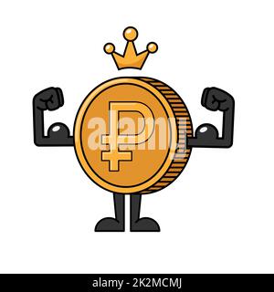 Forte personaggio cartoon Ruble Coin Russo Foto Stock