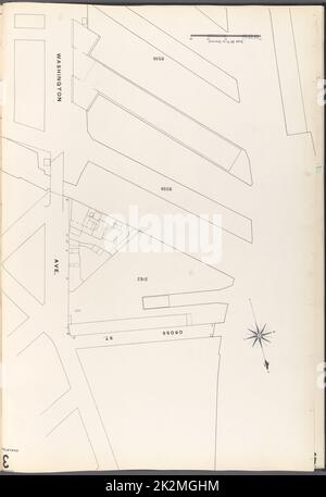 Cartografica, Mappe. 1884 - 1936. Lionel Pincus e la Principessa Firyal Map Division. Assicurazione antincendio , New York (stato), Real Property , New York (stato), Cities & Cities , New York (stato) Brooklyn V. 3, Plate No. 3 Mappa delimitata da Clinton Ave., Cross St., Kent Ave., Washington Ave. Foto Stock