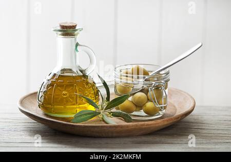 Olio di oliva Bottiglia Foto Stock