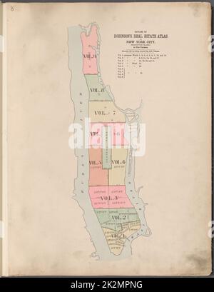 Cartografica, Mappe. 1890. Lionel Pincus e la Principessa Firyal Map Division. Real Property , New York (state) , New York, New York (N.Y.) Profilo dell'Atlante immobiliare Robinson di New York (Manhattan Island) Foto Stock