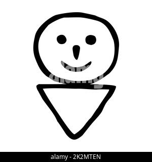 Doodle uomo o persona senza genderless icona o logo, mano disegnata con sottile linea nera. Foto Stock