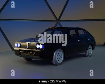 Auto nera in luce scura Foto Stock