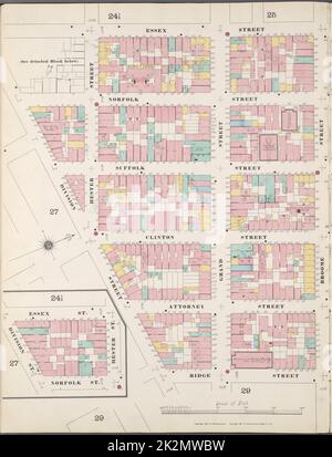 Cartografica, Mappe. 1894. Lionel Pincus e la Principessa Firyal Map Division. Assicurazione antincendio , New York (stato), Real Property , New York (stato), Cities & Cities , New York (stato) Manhattan, V. 1, Double Page Plate No. 26 Mappa delimitata da Essex St., Rivington St., Ridge St., Division St Foto Stock
