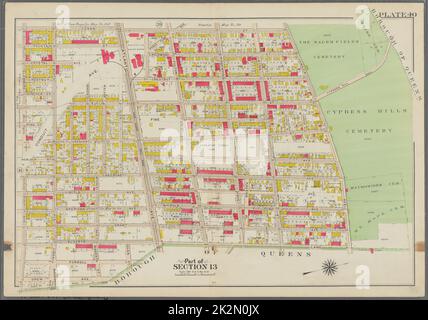 Bromley, George Washington. Cartografia, Mappe, Atlanti, rilievi terrestri. 1908. Lionel Pincus e la Principessa Firyal Map Division. Brooklyn (New York, N.Y.) , Mappe targa 40: Delimitata da Logan Street, Giamaica Avenue (il cimitero dei campi di Salem, Cypress Hills Cemetery, Maimonides CEM. Mt. Hope CEM.), Elderts Lane, Glen Street, Magenta Street, Drew Avenue & Glendorm Avenue Plate 40 Foto Stock