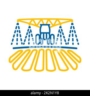Icona del campo di irrigazione del trattore, terreno e fertilizzazione Foto Stock