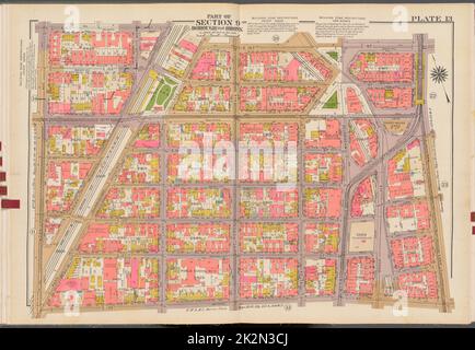 Cartografica, Mappe. 1942 - 1957. Lionel Pincus e la Principessa Firyal Map Division. Real Property , New York (state) , New York (N.Y.), Bronx (New York, N.Y.) , Mappe Double Page Plate No. 13, parte della Sezione 9, Borough of the Bronx: Bounded by E. 163rd Street, St. Anns Avenue, E. 156th Street e Morris Avenue Foto Stock