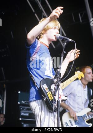 KULA SHAKER ; Crispian Mills (voce) 18 agosto 1996 al V Festival; Hylands Park, Chelmsford, Regno Unito; Credit : Mel Longhurst / Performing Arts Images ; www.performingartsimages.com Foto Stock