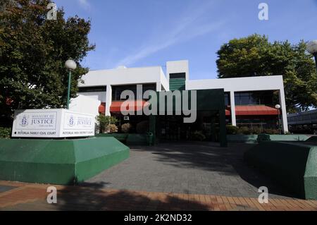 L'edificio del complesso del Ministero della Giustizia della Nuova Zelanda è costituito dalla Famiglia Rotorua /Corte civile, dall'alta Rotorua / Corte Distrettuale di Rotorua, una città sullo Sho Foto Stock