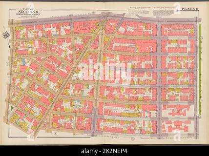 Cartografica, Mappe. 1942. Lionel Pincus e la Principessa Firyal Map Division. Real Property , New York (state) , New York (N.Y.), Bronx (New York, N.Y.) , Mappe Double Page Plate No. 8, Part of Section 9, Borough of the Bronx: Bounded by E. 149th Street, St. Anns Avenue, E. 142nd Street, Third Avenue, E. 141st Street e Morris Avenue Foto Stock
