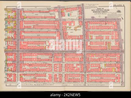 Cartografica, Mappe. 1942. Lionel Pincus e la Principessa Firyal Map Division. Real Property , New York (state) , New York (N.Y.), Bronx (New York, N.Y.) , Mappe Double Page Plate No. 5, parte delle sezioni 9 e 10, Borough of the Bronx: Delimitata da E. 142nd Street, St. Anns Avenue, E. 141st Street, Cypress Avenue, E. 135th Street e Willis Avenue Foto Stock