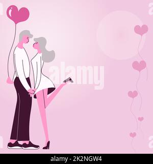 Bella coppia che tiene le mani pronte a baciare mostra armonia tra coppia. Uomo che porta presente baciare abbracciare donna rappresentano romantico appassionato duo fare l'amore. Foto Stock