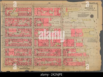 Cartografica, Mappe. 1925. Lionel Pincus e la Principessa Firyal Map Division. Real Property , New York (state) , New York, Manhattan (New York, N.Y.) Piastra 27, parte della sezione 2: Delimitata da E. 14th Street, (East River Piers) Avenue D, E. 8th Street e Avenue B. Foto Stock
