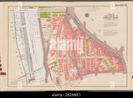 Cartografica, Mappe. 1942 - 1957. Lionel Pincus e la Principessa Firyal Map Division. Real Property , New York (state) , New York (N.Y.), Bronx (New York, N.Y.) , Mappe Double Page Plate No. 17, parte della Sezione 9, Borough of the Bronx: Bounded by Washington Bridge, Edward L. Grant Highway, W. 169th Street, (Harlem River) Sedgwick Avenue, W. 171st Street e Major Deegan Boulevard Foto Stock