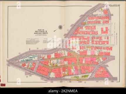 Cartografica, Mappe. 1942 - 1957. Lionel Pincus e la Principessa Firyal Map Division. Real Property , New York (state) , New York (N.Y.), Bronx (New York, N.Y.) , Maps Double Page Plate No. 42, parte della Sezione 11, Borough of the Bronx: Bounded by Edward L. Grant Highway, W. 172nd Street and Jerome Avenue Foto Stock