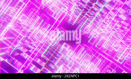 Neon glow in stile Cyber-cubico astratto Foto Stock