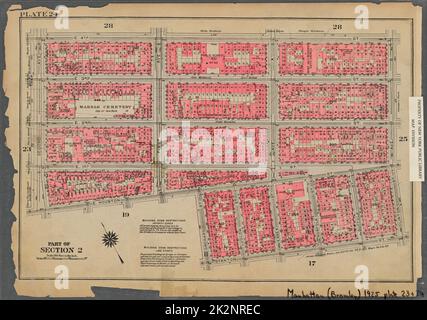 Cartografica, Mappe. 1925. Lionel Pincus e la Principessa Firyal Map Division. Real Property , New York (state) , New York, Manhattan (New York, N.Y.) Piastra 24, parte della sezione 2: Delimitata da E. 4th Street, Avenue B, Clinton Street, Stanton Street, Orchard Street, E. Houston Street e Second Avenue Foto Stock