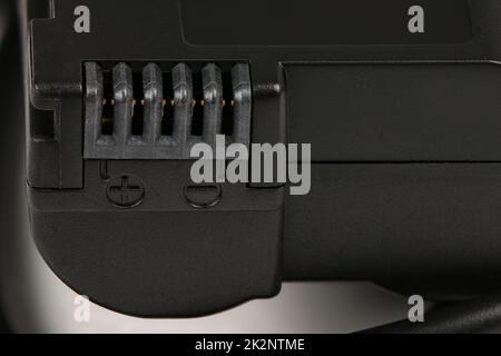 Contatti della batteria. Primo piano Estrem. Foto ad alta risoluzione. Profondità di campo completa. Foto Stock