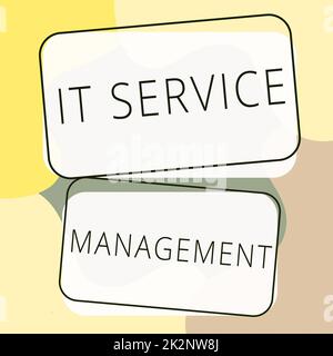 Cartello di testo che mostra la gestione dei servizi IT. Attività di Business Concept diretta dalle policy ciclo di vita della tecnologia Foto Stock