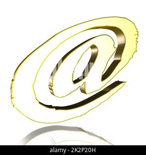 A simbolo in giallo, oro su sfondo bianco come illustrazione 3D, rendering 3D Foto Stock